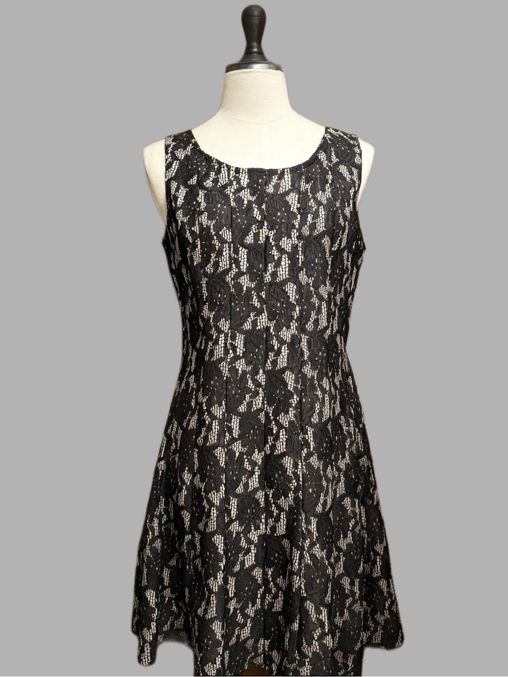 Perceptions Sleeveless Black Lace Midi Dress  Size 1X Y2K Vintage EUC